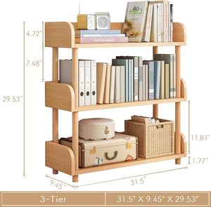 Librería Abierta <span class=keywords><strong>de</strong></span> <span class=keywords><strong>Madera</strong></span> <span class=keywords><strong>de</strong></span> 3 Niveles - Estantería Moderna con Borde Superior y Marco <span class=keywords><strong>de</strong></span> <span class=keywords><strong>Madera</strong></span> Maciza <span class=keywords><strong>para</strong></span> el Hogar y la Oficina, Mueble <span class=keywords><strong>de</strong></span> Almacenamiento - Product Image 2