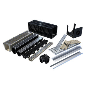 Caniveau de drainage linéaire B125 avec grille en <span class=keywords><strong>fonte</strong></span> ID200, système de drainage par tranchée 250x500x25mm avec couvercle - Product Image 4
