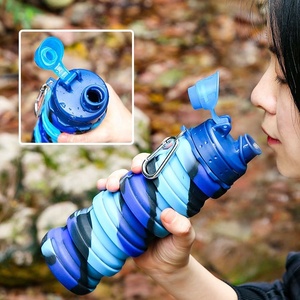 Botella de agua plegable de silicona sin BPA de marca privada al por mayor para acampar y viajar con diseño plegable - Product Image 5