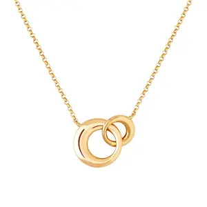 Gemnel new fashion 925 silver jewelry gold plated charm double ring dome rolo chain pendant necklace