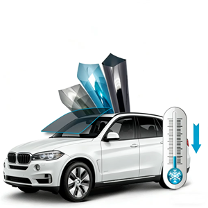 Film solaire pour vitres de voiture 1,52x30m Rouleau Changement de couleur Nano céramique PET UV 96% Protection contre les rayons infrarouges Protection de la vie privée 3 ans - Product Image 1