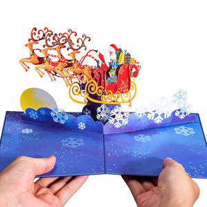 Chất Lượng Cao Thẻ Quà Tặng <span class=keywords><strong>3D</strong></span> Santa Claus Pop up Hình Chữ Nhật Hình Dạng 150G Thiệp Cho Giáng Sinh - Product Image 4