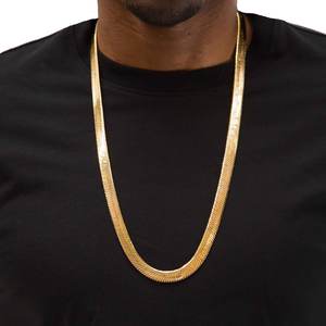 Collar de cadena de acero inoxidable con forma de espiga para mujer, Gargantilla, oro de <span class=keywords><strong>18</strong></span> quilates, serpiente plana - Product Image 3