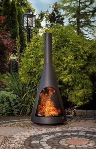 Cheminée extérieure moderne autoportante en acier durable avec télécommande pour les soirées barbecue en famille dans le jardin (résistante aux intempéries) - Product Image 4