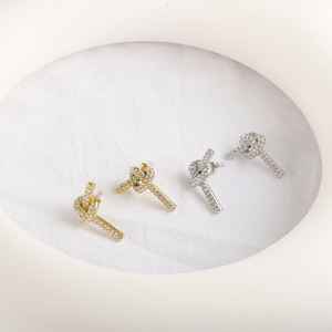 Không Thấm Nước Thép Không Gỉ Stud 18 K Vàng Mạ Bow Bowknot Bông Tai Đầy Đủ Tinh Thể Đá Tình Yêu Hôn Stud Bông Tai Cho Phụ Nữ - Product Image 1