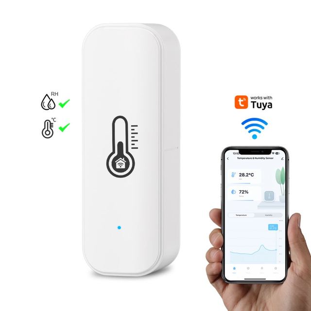 Tuya WiFi Smart Temperature and Humidity Sensor AAA Battery Powered Smart Home Devices Compatible With Alexa Google Home