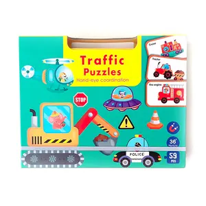 2024 neue beschäftigt Buch Verkehr Puzzlespiele für Kinder Kinder Phantasie Magnet puzzle Papier Verpackungs box