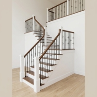 Tanlong Farmhaus-Treppengeländersystem Schmiedeeisen-Baluster Holzhandlauf Weißer Treppenpfosten für Amerikanische Villa