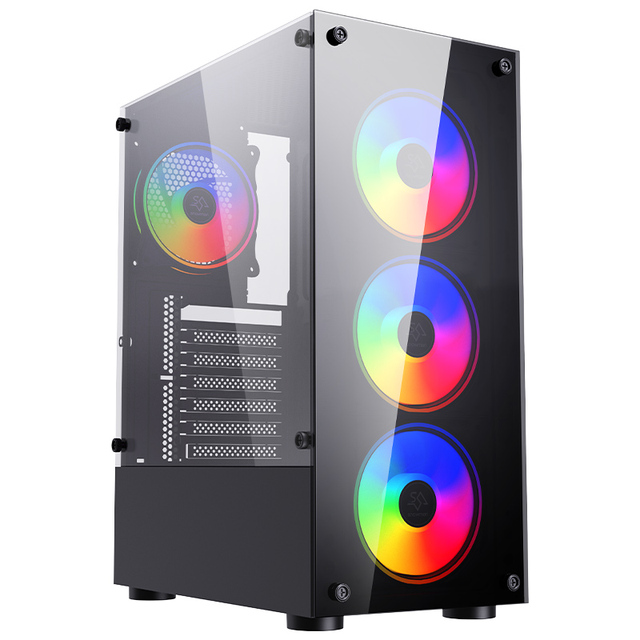 Snowman Mid Tower ATX Aluminum Alloy PC Gaming Computer Case with USB Ports Side Panel Window Dust Filter Design-Budget-Friendly