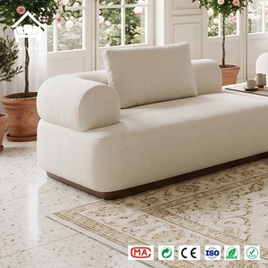 Ensemble de canapés modulaires en forme de L en tissu bouclé avec table en bois intégrée, canapé sectionnel, personnalisation complète pour projets de villas et de maisons de luxe - Product Image 4