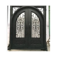 Portes de luxe en fer forgé pour maison, entrée principale de style français, avec grille en fer forgé et verre trempé pour la sécurité