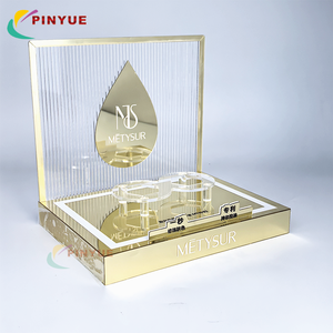 ชั้นวางน้ำหอมอะคริลิคแบบตั้งโต๊ะ ดีไซน์ทันสมัย กระจกเงา โลหะสี<span class=keywords><strong>ทอง</strong></span> หรูหรา สำหรับวางเครื่องสำอาง - Product Image 1