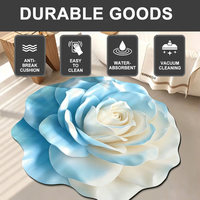 Tapis de salon moderne en forme de rose 3D, fabriqué à la machine, antidérapant, doux, lavable, écologique, décoration intérieure