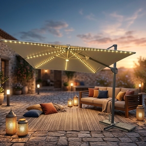 <span class=keywords><strong>Parasol</strong></span> d'extérieur <span class=keywords><strong>déporté</strong></span> de 3 m, robuste, avec protection solaire, vert foncé, grand <span class=keywords><strong>parasol</strong></span> cantilever <span class=keywords><strong>pour</strong></span> terrasse avec lumières <span class=keywords><strong>LED</strong></span> <span class=keywords><strong>pour</strong></span> la plage - Product Image 2