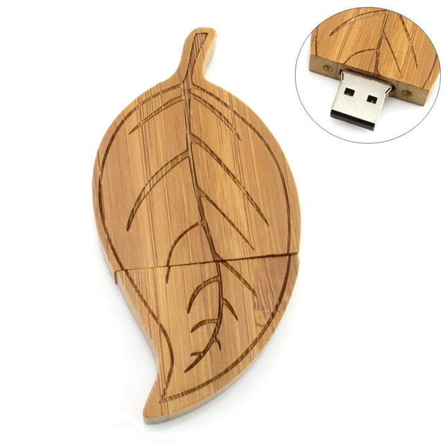 Cartoon Wooden Leaf Shape Usb Flash Thumb Drives for Date Storage Gift for School Students Kids Children Teacher College Employ