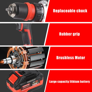 Kit de <span class=keywords><strong>Taladro</strong></span> Inalámbrico Personalizable Grado Industrial Profesional 55Nm Velocidad Variable con Batería de Impacto 800W 5.0Ah y 4 Piezas - Product Image 5