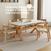 Ensemble table à manger et chaises en bois de frêne massif Design carré moderne avec style crème pour salon pour petits appartements