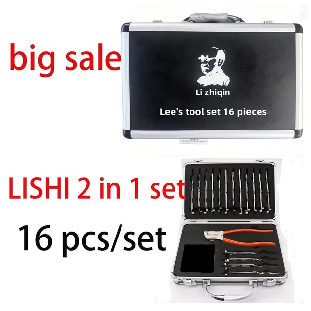 Original LISHI 16 PCS 2 in 1 Auto Car Tool Key Decoder Locksmith Tools with Suitcase