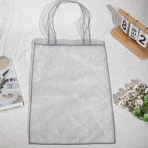 Nuovo Design grigio Organza Tote Bag con Logo personalizzato stampato da viaggio moda Organza manico regalo di nozze Shopping Bag - Product Image 2