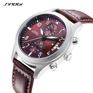 <span class=keywords><strong>Montre</strong></span> chronographe sportive pour homme, étanche 3 ATM, bracelet en cuir véritable - Product Image 2