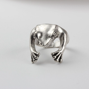 Bague ajustable rétro en pierre de carbuncle de grenouille ouverte, vente en gros - Product Image 3