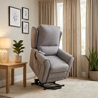 Fauteuil inclinable électrique moderne avec assistance à la levée, en tissu gris clair, télécommande, pour personnes âgées, soutien à la mobilité