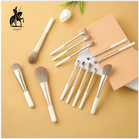 Ensemble de 13 pinceaux de maquillage professionnels de luxe en aluminium blanc avec logo personnalisé, vente en gros, étiquette privée