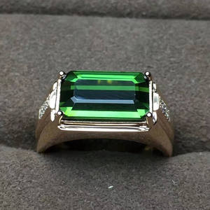 Bijou en pierres précieuses pour hommes, bague de luxe, mariage en arabie saoudite, tourmaline verte naturelle, en or 18 carats, 4,85ct - Product Image 2