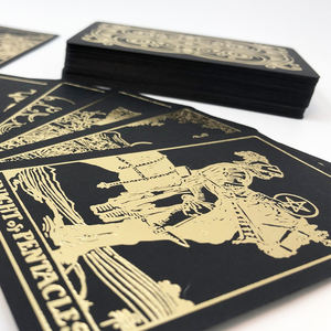 <span class=keywords><strong>Enchantement</strong></span> magique Divination Tarot Oracle Card <span class=keywords><strong>Deck</strong></span> personnalisé imprimé noir avant et arrière avec couvercle en papier bord or rose et boîte inférieure - Product Image 3