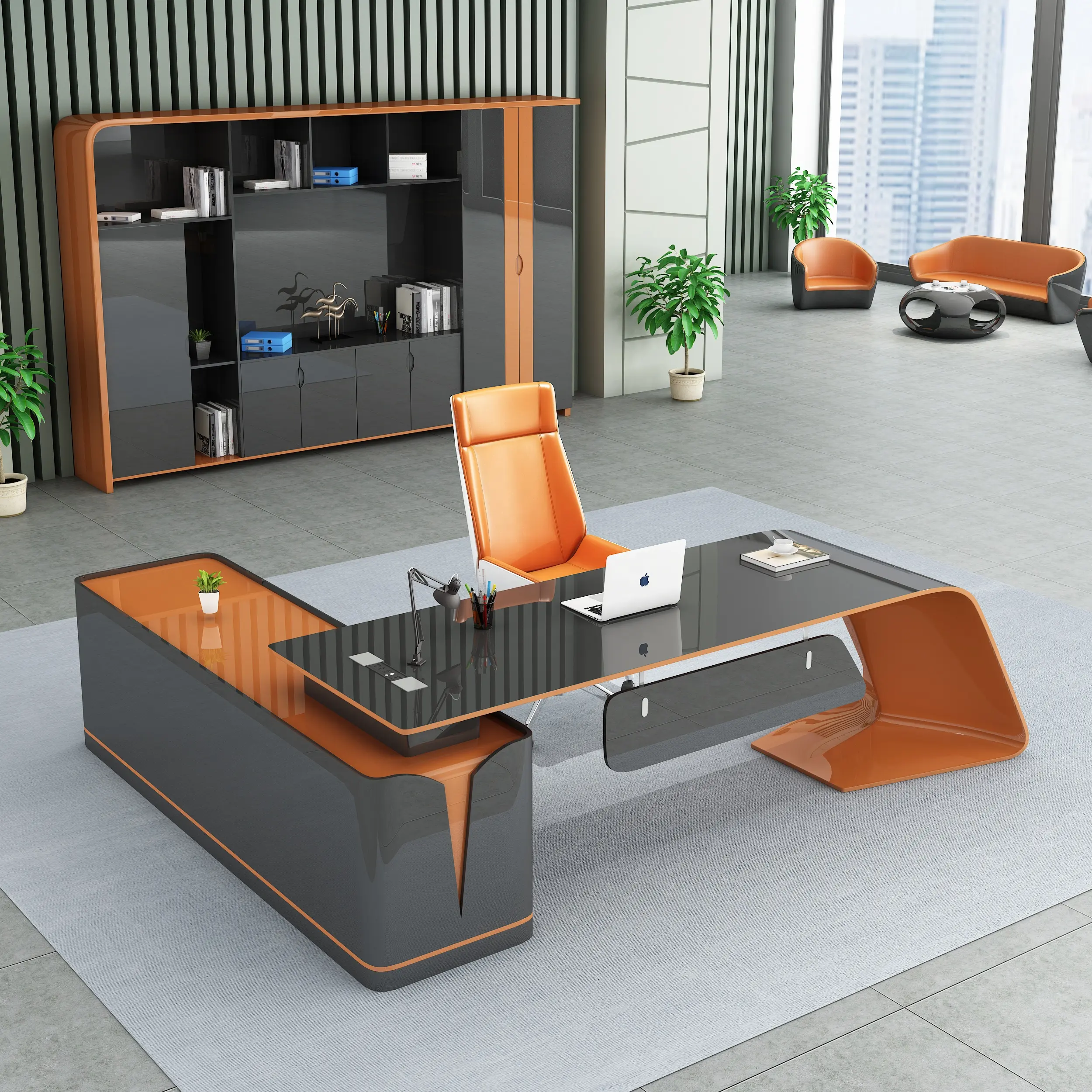 Modern Luxury work executive office desk set CEO office table with chairs design Boss CEO Office furniture commercial furniture