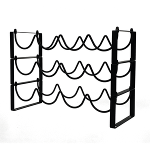 Moderno Espositore per Vini a 3 Ripiani in Metallo, <span class=keywords><strong>Portabottiglie</strong></span> da Cantina per 12 Bottiglie, Scaffale per Vini da Esposizione, <span class=keywords><strong>Portabottiglie</strong></span> per Cantina - Product Image 6