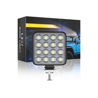 Lampe de travail LED pour voiture, accessoire pour véhicule, projecteur convexe de forme carrée, 16, 48W