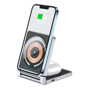 2024 nuevos productos 2 en 1 cargadores inalámbricos plegables para Samsung para iPhone 15 estación magnética portátil para reloj para <span class=keywords><strong>Airpods</strong></span> - Product Image 6