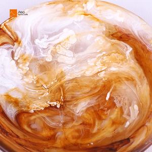 Plato de ensalada de resina con textura de mármol Aqua remolino moderno, bandeja de tocador de frutas elegante para el hogar, plato de Perfume de joyería sostenible - Product Image 4