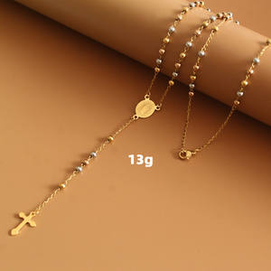 ร้อนขายสแตนเลสลูกปัดสร้อยคอเครื่องประดับทางศาสนาโซ่ยาว - Product Image 4