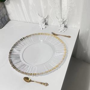 <span class=keywords><strong>Assiettes</strong></span> de présentation en plastique réutilisables noires à nervures florales de 13 pouces pour événements en gros, fêtes, mariages, festivals, baby showers - Product Image 4