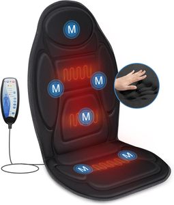 Masseur dorsal vibrant avec chaleur, masseur de siège avec 5 moteurs vibrants et 5 modes, coussin de massage - Product Image 1