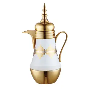 制造商提供阿拉伯风格咖啡壶真空壶水瓶豪华金色不锈钢水壶1000毫升保温瓶