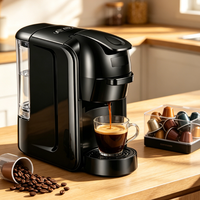 Machine à café à capsules 3-en-1 pour la maison, pression 19 bars, compatible avec les capsules NES DG, café en poudre, réservoir d'eau de 0,6 L, arrêt automatique