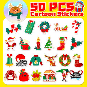 50 pièces autocollant <span class=keywords><strong>de</strong></span> noël pour adolescents enfants étanche décor ordinateur portable bouteille père noël noël fête <span class=keywords><strong>dessin</strong></span> animé autocollants - Product Image 4