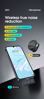Microphone cravate sans fil à condensateur SX21 Pro 5.1 pour iPhone, portée 50m, suppression du bruit, autonomie 12h, photographie