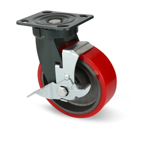 Ruedas Giratorias de Poliuretano de Alta Resistencia para Carretillas, con Bloqueo Central, de 4, 5, 6 y 8 Pulgadas, <span class=keywords><strong>Precio</strong></span> de China - Product Image 2