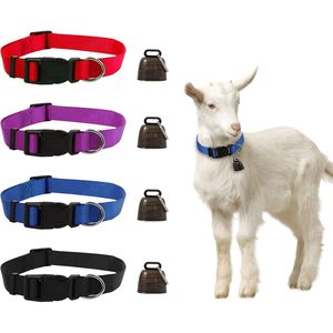 Collares para Cabras Kwerdas, Paquete de 4, Ajustables, de Nailon, con Campana, para Animales de Granja, Antipérdida, para Vacas - Product Image 1