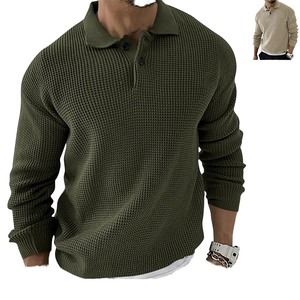 Wholesale <b>Men's</b> European American Lapel Anti-Wrinkle Autumn Slim <b>Cardigan</b> <b>Long</b>-Sleeved Knitted Sweater - Product Image 2