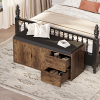 Meuble de rangement rustique OEM pour entrée, avec banc et coussin moelleux, alternative au meuble d'entrée, avec tiroirs et étagères intégrées