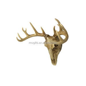 قرون الغزلان الراتنج اليدوية العتيقة الجمجمة ريفي شنقا هيكل عظمي الغزلان رئيس الجدار ديكور للمنزل الفن هدايا لديكور عيد الميلاد - Product Image 3