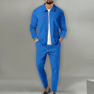 Ensemble de vêtements pour homme tendance automne, style streetwear décontracté, veste blanche à manches longues de couleur unie, pantalon cargo, ensemble <span class=keywords><strong>2</strong></span> pièces pour homme - Product Image 1