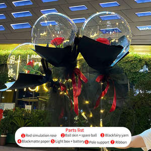 Bouquet de roses en ballon lumineux LED Bobo Globos San Valentin Ensemble de fleurs décoratives pour la Saint-Valentin Boîte cadeau - Product Image 5