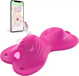 Vibromasseur télécommandé APP-Stimulateur de clitoris Sit and Ride Sex Toy avec 9 + 9 modes de vibration Double moteur Clit Wearable