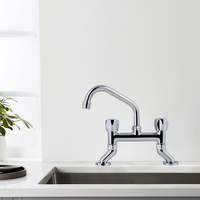 Robinet de cuisine commercial moderne à double poignée, robinet en céramique en laiton, purificateur à montage sur pont, robinets de lavabo à large échelle de 8 pouces